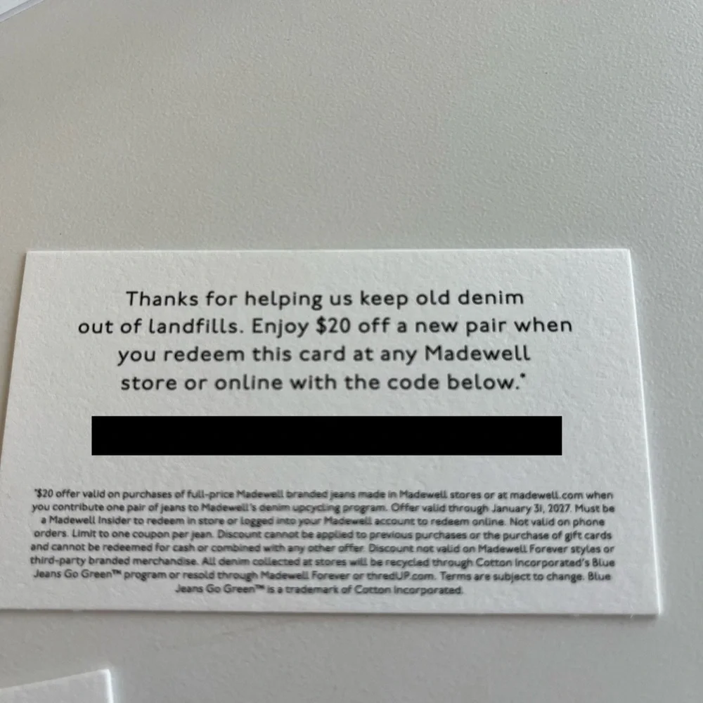 4x Madewell Denim Recycling Gift Card - Picture 2 of 2